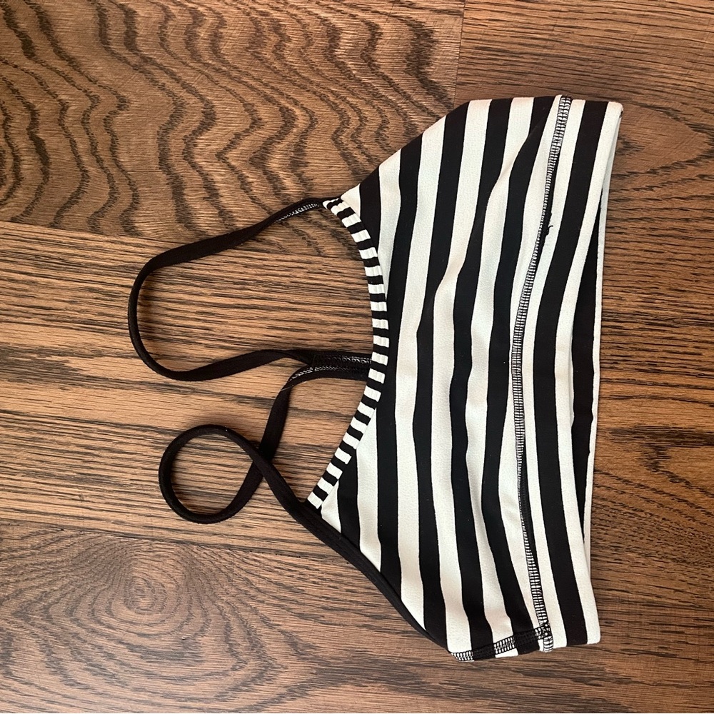 Black and White Striped Bikini Top
